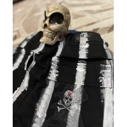 Kingz Siyah Üzerine Beyaz Çizgili Kot Pantolon