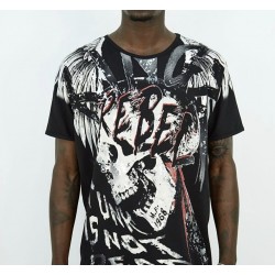 Kingz Kuru Kafa Baskılı Siyah T-shirt