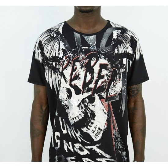 Kingz Kuru Kafa Baskılı Siyah T-shirt