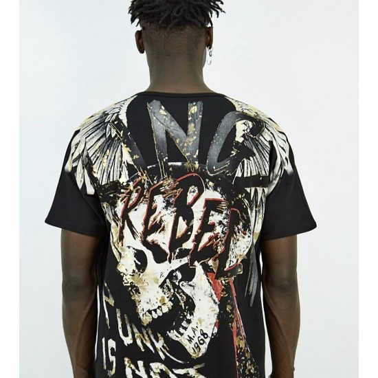 Kingz Kuru Kafa Baskılı Siyah T-shirt