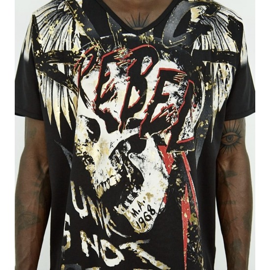 Kingz Kuru Kafa Baskılı Siyah T-shirt