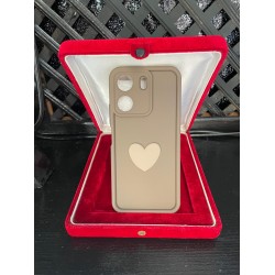 Xiaomi RM 13 C Silikon Kahverengi Kalp Desenli Telefon Kılıfı