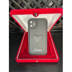 iPhone 11 Siyah Kalp Desenli Telefon Kılıfı