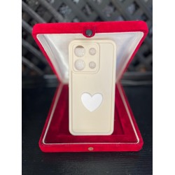 Xiaomi RM Note 13 4G Silikon Beyaz Kalp Desenli Telefon Kılıfı