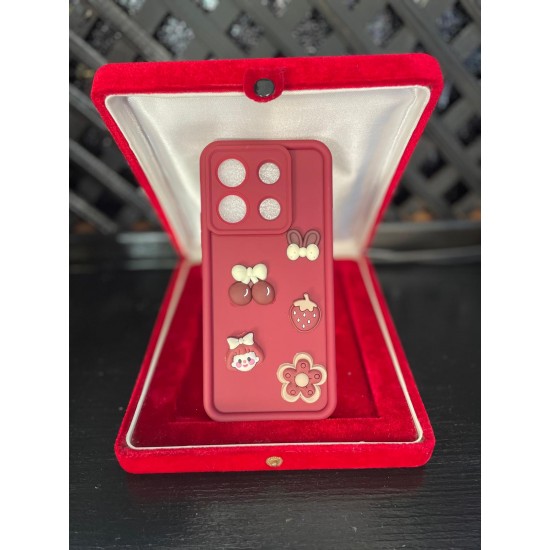 Xiaomi RM Note 13 Pro 5G Silikon Kiraz & Çilek & Çiçek Desenli Telefon Kılıfı