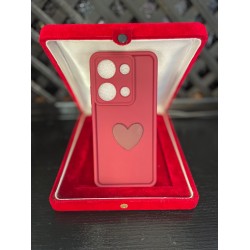 Xiaomi RM Note 13 Pro 4G Silikon Kahverengi Kalp Desenli Telefon Kılıfı