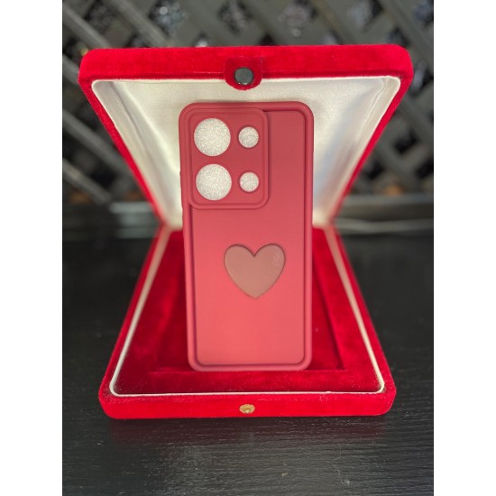 Xiaomi RM Note 13 Pro 4G Silikon Kahverengi Kalp Desenli Telefon Kılıfı