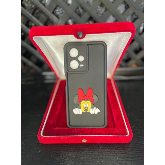 Xiaomi RM Note 12 Pro 5G Silikon Minnie Saklanıyor Desenli Telefon Kılıfı