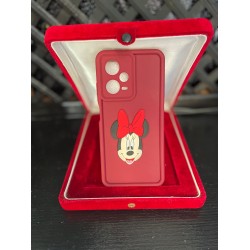 Xiaomi RM Note 12 Pro 5G Silikon Pembe Minnie Desenli Telefon Kılıfı