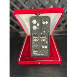 Xiaomi RM Note 13 Pro 5G Silikon Caffee Desenli Siyah Telefon Kılıfı